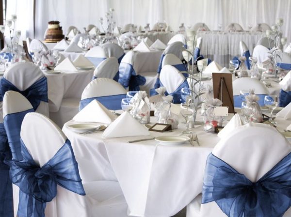 Blue chair covers clearance for weddings